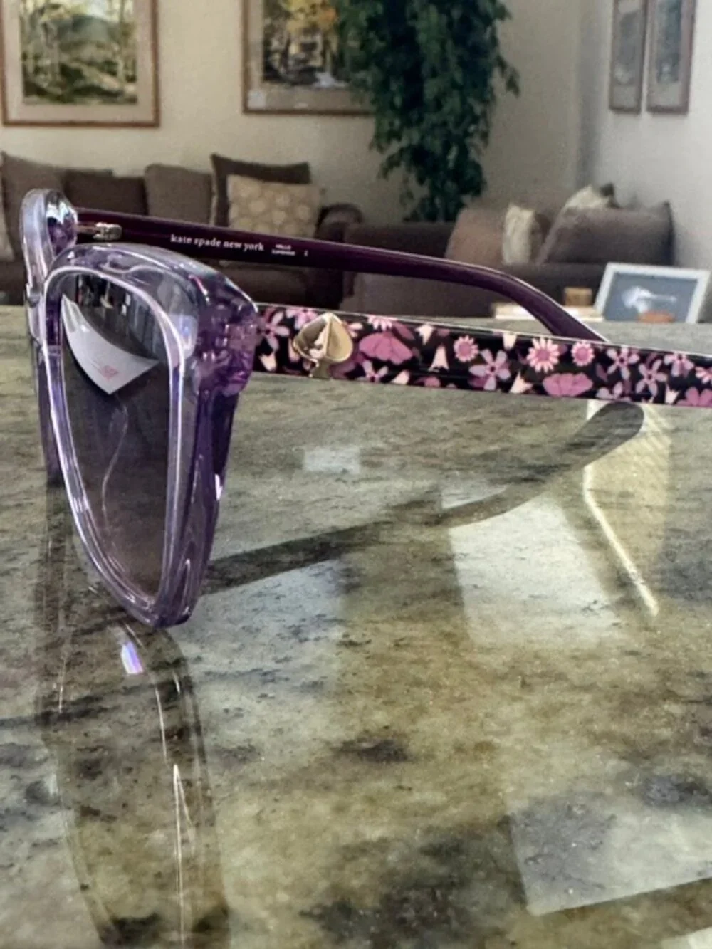 Kate Spade LUCCA/G/S 0789 55 17 140 Sunglasses Lilac/Flower Frame New w/Case